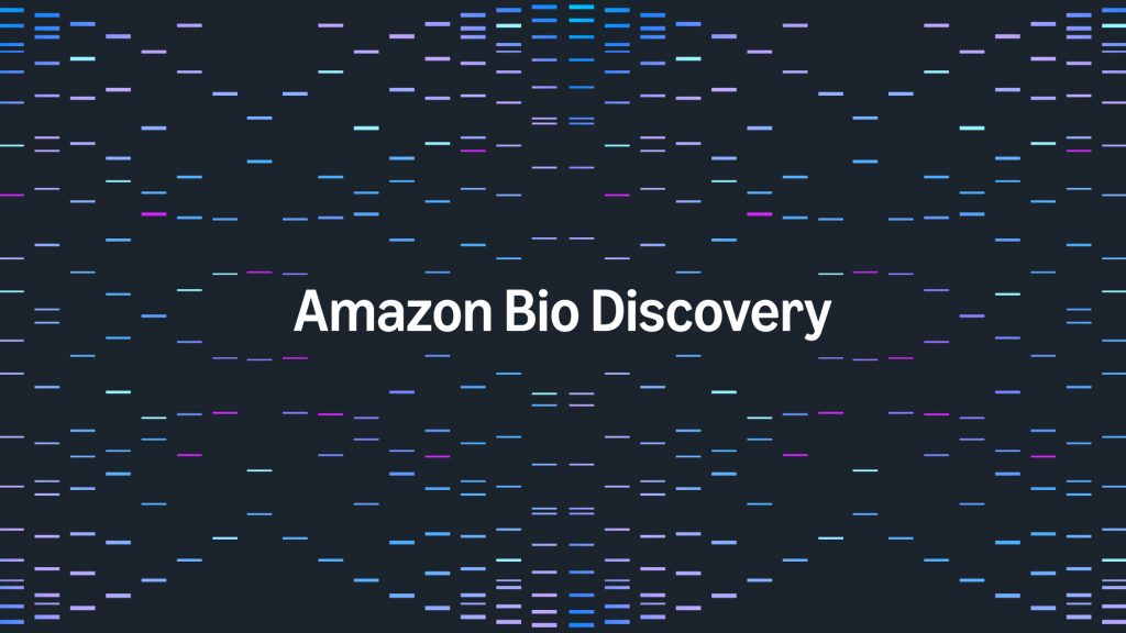 Interface de l'application Amazon Bio Discovery d'AWS, montrant un agent IA assistant un scientifique dans la conception de molécules médicamenteuses