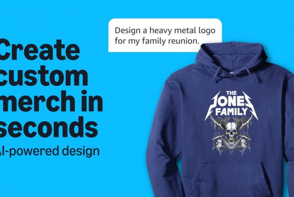 Sweat capuche personnalisé créé par intelligence artificielle via Amazon et Alexa for Shopping grâce à l'impression à la demande