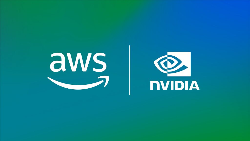 Logos AWS et NVIDIA côte à côte illustrant l'extension de leur partenariat stratégique avec le déploiement de 2 millions de GPU pour l'infrastructure d'intelligence artificielle